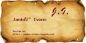 Jankó Ivonn névjegykártya
